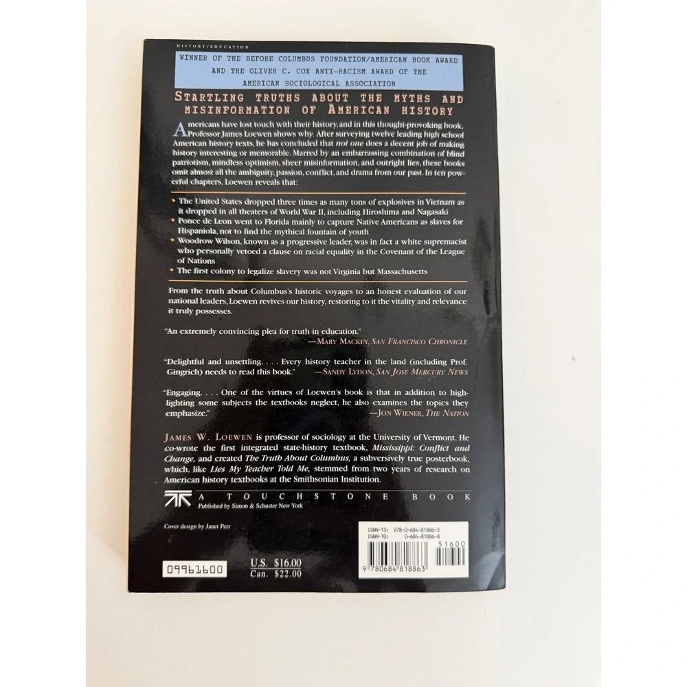 Lies My Teacher Told Me James W. Loewen American History Textbook Myth Paperback